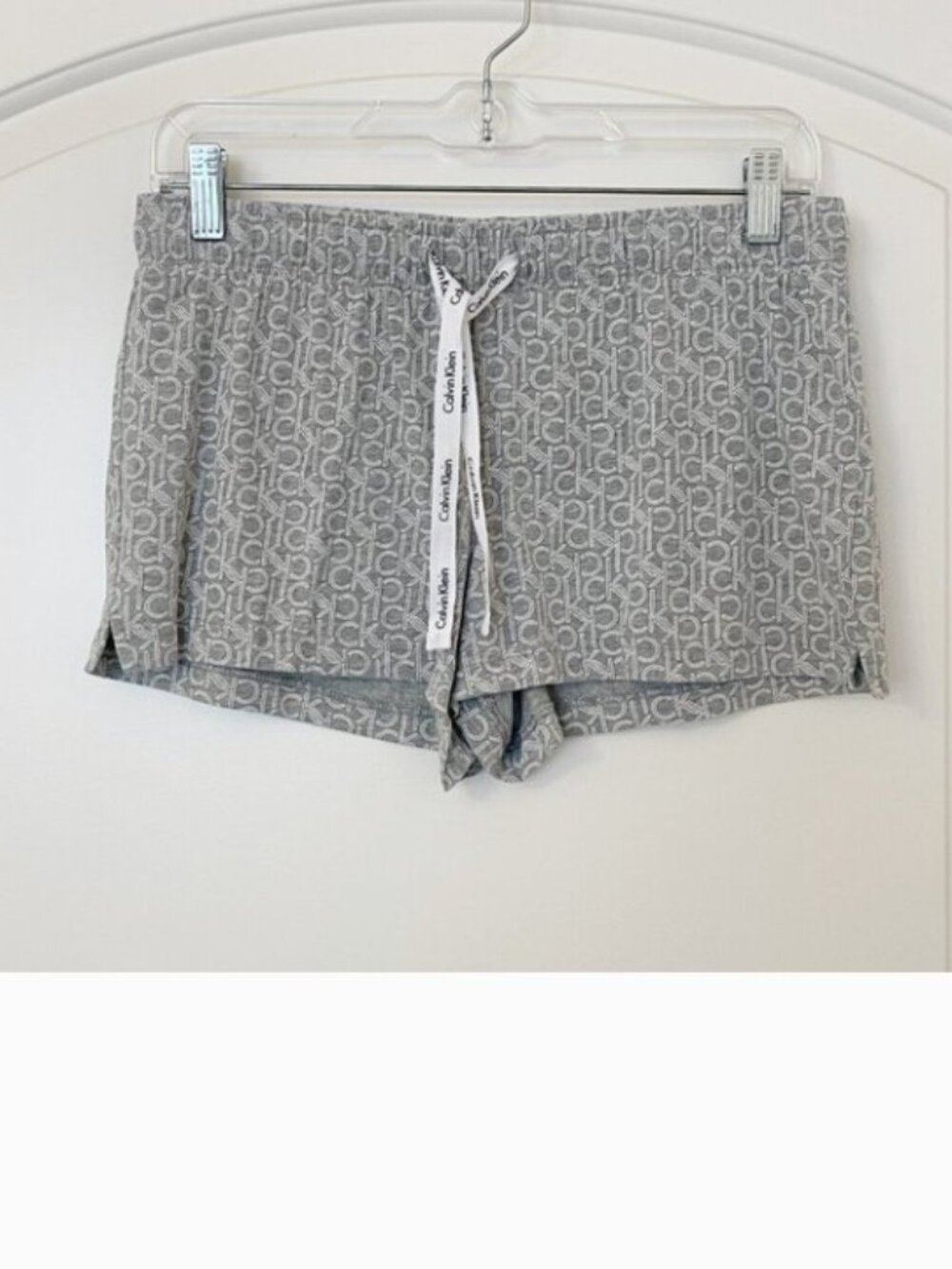 Calvin Klein Pajama Lounge Shorts Gray White CK Logo Small
